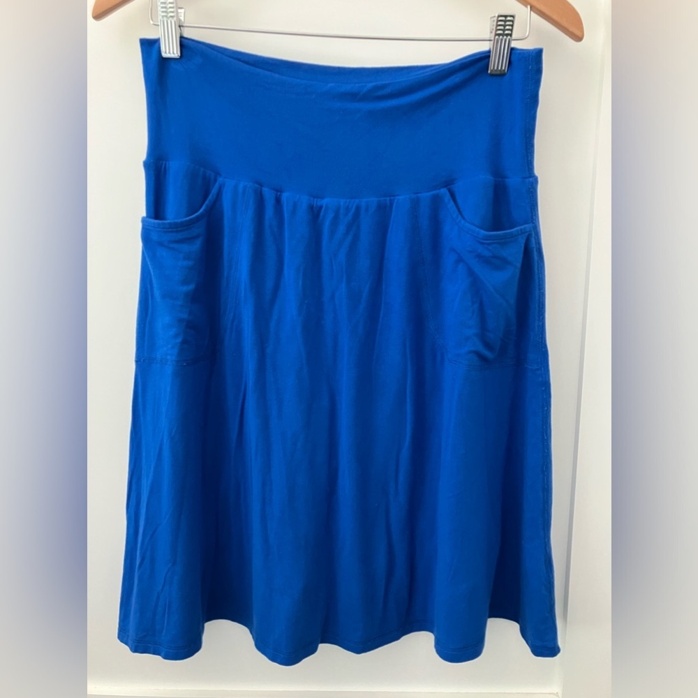 Blue Sky Royal Blue Midi Skirt with Pockets